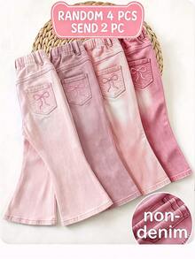 Young Girl Bowknot Pattern Flare Pants 2 Pieces Set - Multicolor - View 2