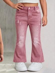 Young Girl Bowknot Pattern Flare Pants 2 Pieces Set - Multicolor - View 4