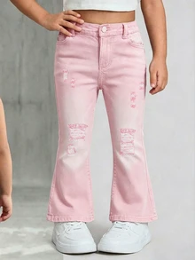 Young Girl Bowknot Pattern Flare Pants 2 Pieces Set - Multicolor - View 3