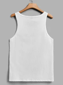 NORVETH Men 100% Cotton Solid Tank Top - White - View 3