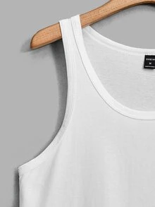 NORVETH Men 100% Cotton Solid Tank Top - White - View 4