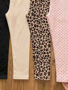 Young Girl Fashionable Minimalist Versatile Pattern Series, Cute Leopard Print, Polka Dot, Cute Comfortable Casual Leggings With Elasticity, Suitable For Autumn/Winter Daily Wear - Multicolor - View 5