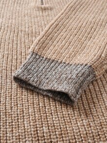 Marcello Vane Men's Casual Colorblock Patchwork Sweater, Autumn/Winter - Brown - View 5