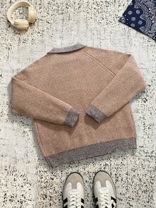 Marcello Vane Men's Casual Colorblock Patchwork Sweater, Autumn/Winter - Brown - View 3