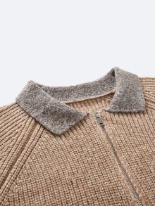 Marcello Vane Men's Casual Colorblock Patchwork Sweater, Autumn/Winter - Brown - View 4