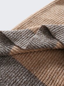Marcello Vane Men's Casual Colorblock Patchwork Sweater, Autumn/Winter - Brown - View 7