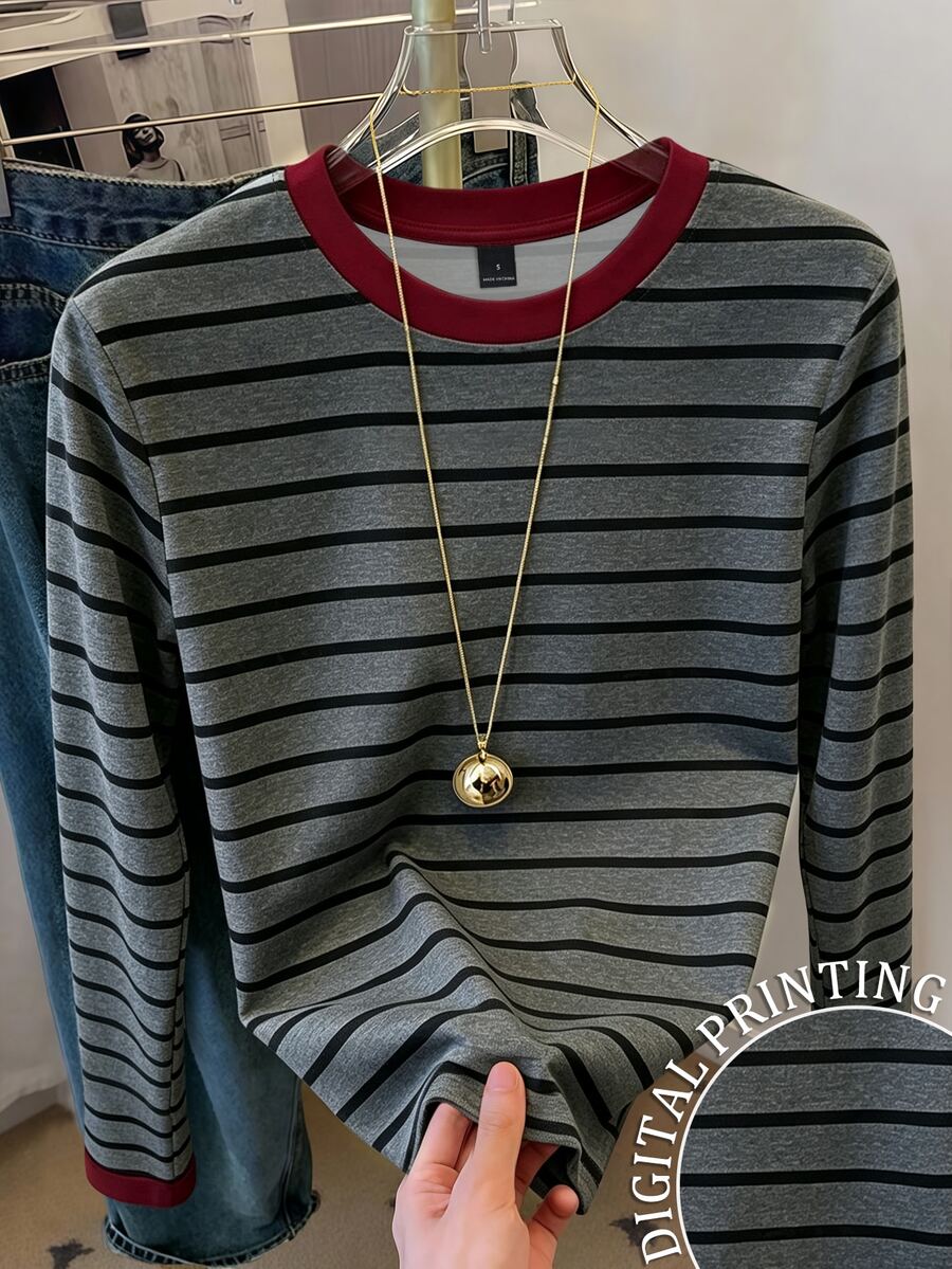 Resyla Women's Casual Striped Top, Autumn - Multicolor - View 1