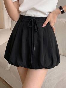 DAZY Women's Casual Solid Color Korean Style Skirt School Cute Tops - Black - View 7