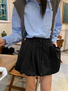 DAZY Women's Casual Solid Color Korean Style Skirt School Cute Tops - Black - View 3