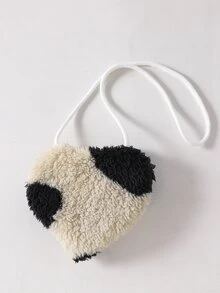 Elladie kids 女童可愛甜美黑色愛心毛絨外套，附心形小包，適合日常穿著與多種場合，秋冬季節完美選擇 - 黑色 - 查看 9