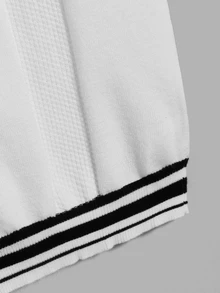 NORVETH Men Striped Trim Sweater Vest, For Tennis, Couple Things - White - View 6