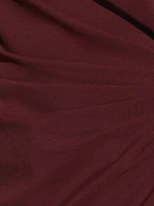 KSTM Asymmetric One-Shoulder Batwing Blouse With Ruched Waist And High-Low Draped Hem For Evening Dinner Party Night Holiday Burgundy Autumn Winter Elegant - Purple - View 6