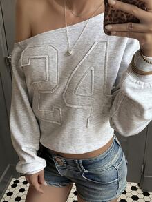 Livesso Women's Light Grey Solid Color Loose Fit Hooded Drawstring Long Sleeve Pullover Sweatshirt With Front Pocket Everyday Autumn Casual - Grey - View 7