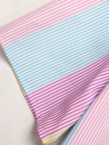 SHEIN 少女條紋騎士印花鈕扣半開襟短袖洋裝 - 彩色 - 查看 8