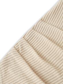 Momance Maternity Beige Autumn 2 Pieces Set, Casual Solid Color Asymmetrical Top And Long Pants Outfit Fall - Beige - View 6