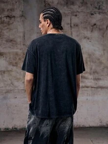 Gothic T-Shirt Men Summer American Street Style Vintage Loose Short Sleeve Topemo Graphic Tee Men Grunge - Black - View 2