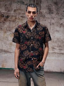 Skyrend Men Floral Print Button Up Shirtemo - Multicolor - View 4