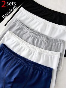 2 Random Sets Basic Undershirt Multi-Piece Set For Boys Toddlers, White Tank Top And Boxer Briefs, S Autumn Fall - Multicolor - View 3