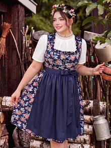Fairmaia Atasan Dirndl Wanita Ukuran Besar Tradisional Jerman dengan Motif Bordir Bunga untuk Oktoberfest - Putih - View 6