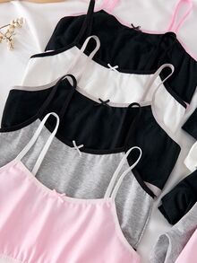 10pcs/Set Girls Seamless Simple Bra Top & Panty Set,Versatile Camisole Underwear,Modest Sports Bra & Briefs,Black,Winter Nighties Back To School Tween - Multicolor - View 4