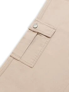 Momance Maternity Multi-Pocket Casual Denim Long Pants - Khaki - View 8