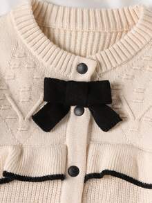 Souflis Souflis Baby Girl Black And White Checkered Romper Elegant Cute Family Matching Fashionable Outfit Mild Color Birthday Party Autumn - 米色 - 查看 5