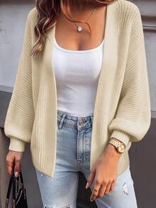 SHEIN Autumn/Winter Casual Versatile Solid Color Cardigan - Khaki - View 4