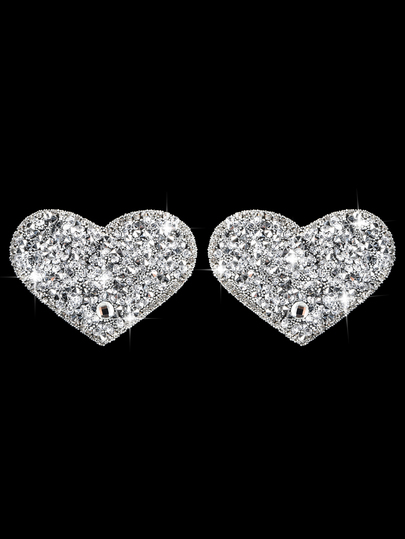 1pair Rhinestone Decor Nipple Cover, For Rave