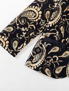 Young Boy's Elegant Gentleman's Outfit,Metallic Gold Pattern Lapel Suit Jacket,Sophisticated Traditional Wedding Apparel,Refined Child's Gold Set - Multicolor - View 5