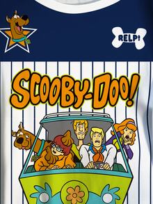 SCOOBY-DOO X SHEIN 大码撞色条纹卡通印花休闲圆领短袖T恤，夏季 - 白色 - 查看 5