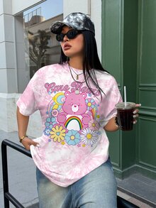 SHEIN X Care Bears 大尺碼卡通印花圓領短袖T恤 - 白色 - 查看 8