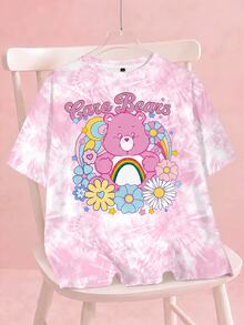 SHEIN X Care Bears 大尺碼卡通印花圓領短袖T恤 - 白色 - 查看 1