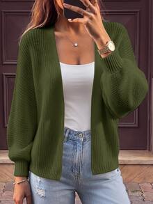 SHEIN PariChic Autumn/Winter Casual Versatile Solid Color Cardigan - Dark Green - View 1