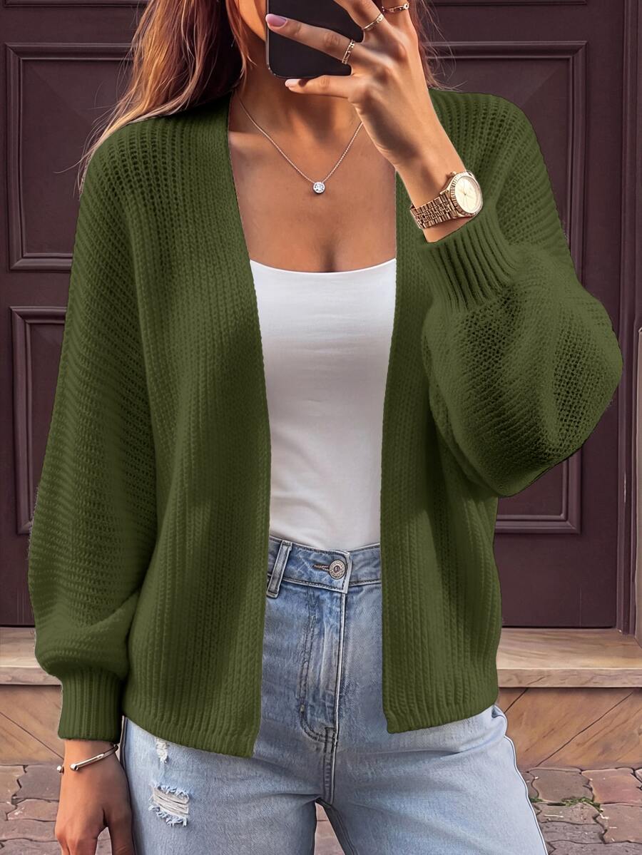 SHEIN PariChic Autumn/Winter Casual Versatile Solid Color Cardigan - Dark Green - View 1
