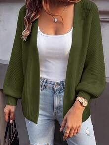 SHEIN PariChic Autumn/Winter Casual Versatile Solid Color Cardigan - Dark Green - View 4