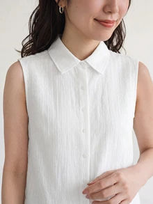 Yumoku Casual Versatile Minimalist Solid Color Sleeveless Shirt - White - View 5