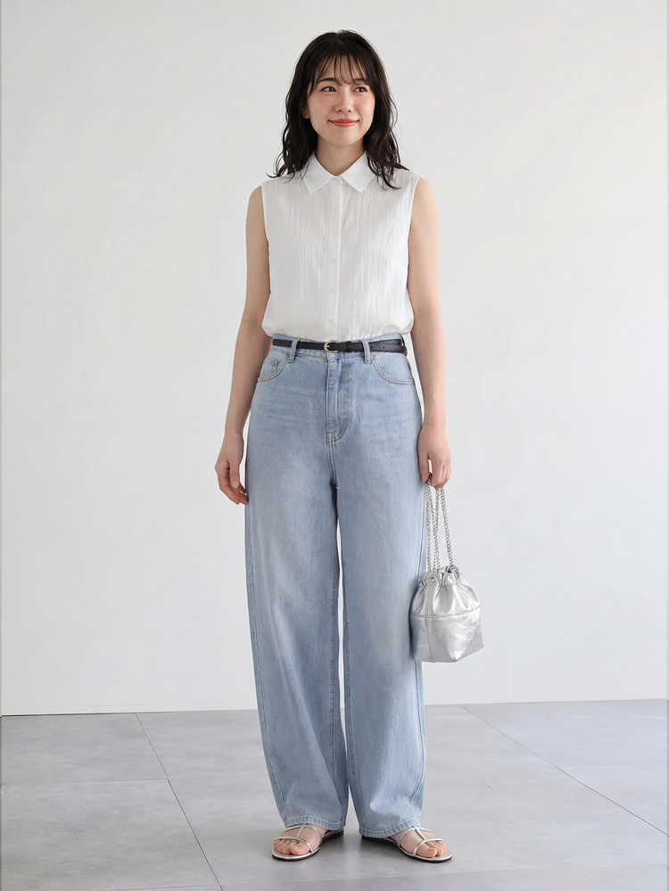 Yumoku Casual Versatile Minimalist Solid Color Sleeveless Shirt - White - View 5