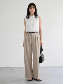Yumoku Women's Solid Color Single-Breasted Casual Sleeveless Woven Shirt,Casual - White - View 8