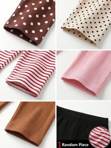 SHEIN Tween Girl Knitted Heart Pattern Casual Leggings - Multicolor - View 2