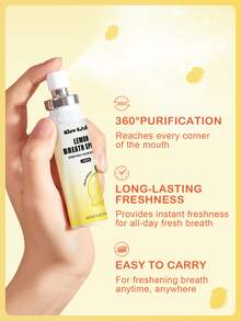 Slow Sunday Lemon Breath Spray, Lemon, Fruit Flavored Mouth Freshener Spray, Go-To For Instantly Refreshing Your Breath, Good Choice For Vacation, Travel Essentials, Back To School, Suitable For Summer Oral Care - Yellow - View 3