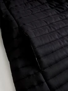 Rusticease Plus Size Black White Fleece Zip Textured Hooded Extra Long Sleeve Top Elegant Casual Fall Winter 2026 - Black and White - View 8