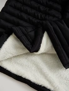 Rusticease Plus Size Black White Fleece Zip Textured Hooded Extra Long Sleeve Top Elegant Casual Fall Winter 2026 - Black and White - View 9