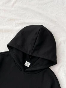 SHEIN 少女花卉印花長袖休閒秋季運動衫 - 黑色 - 查看 3