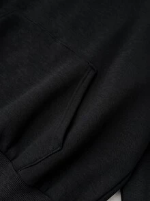 SHEIN 少女花卉印花長袖休閒秋季運動衫 - 黑色 - 查看 5