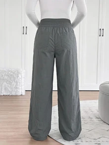 SHEIN Maternity Casual Sports Colorblock Striped Long Pants - Grey - View 2
