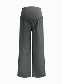 SHEIN Maternity Casual Sports Colorblock Striped Long Pants - Grey - View 6