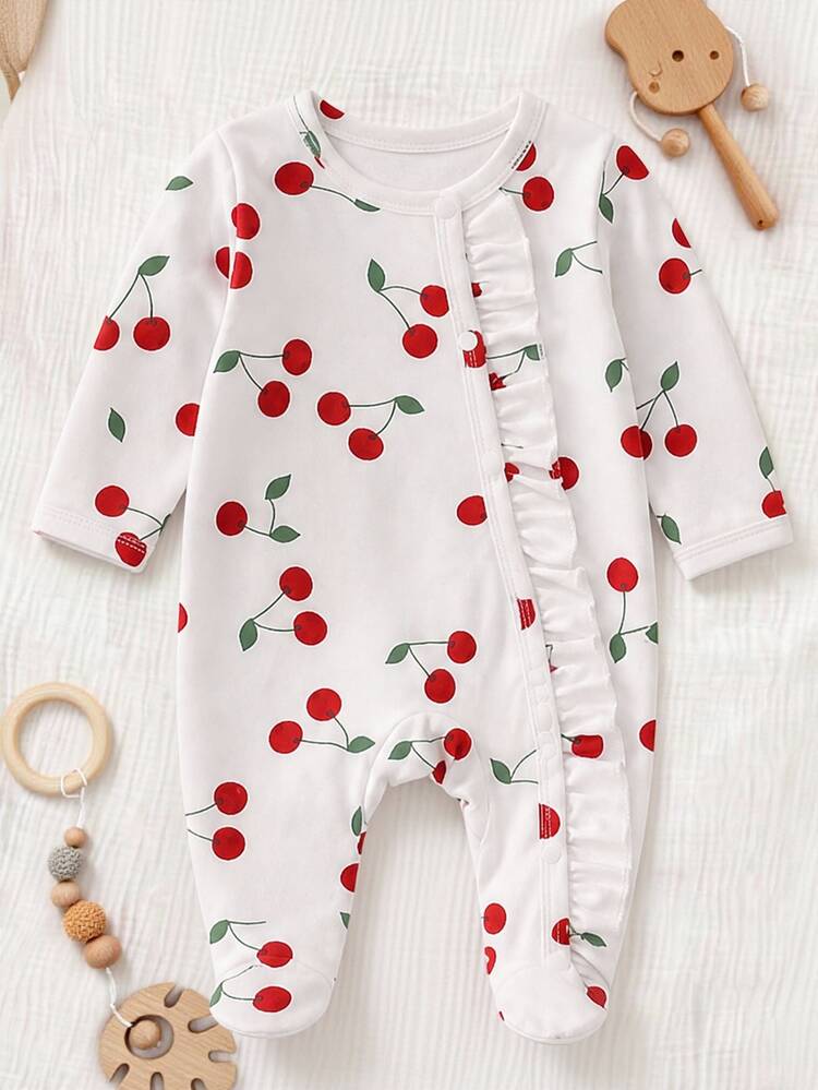Newborn Baby All-Over Print Casual Everyday One-Piece Long Pants Pajamas - Multicolor - View 6