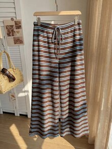 Comfortcana Casual Daily Loose Striped Plus Size Pants Fall - Multicolor - View 4