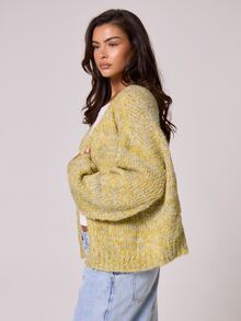 MUSERA Oversized Flare Sleeve Knit Jumper Cardigan Spring Casual Cute Sweet Airport Back To School Winter Everyday Evening Party Elegant Sweater Spring - Pale Yellow - View 3