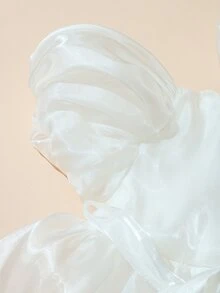 SHEIN 新生女嬰連身裙連同蝴蝶結髮帶 0-3個月 嬰兒攝影服裝 黃色 春夏秋季 - 白色 - 查看 7